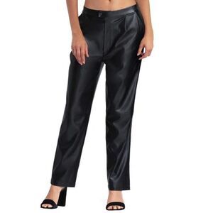 NWT Halston Faux Leather Straight Leg‎ Pants Size M